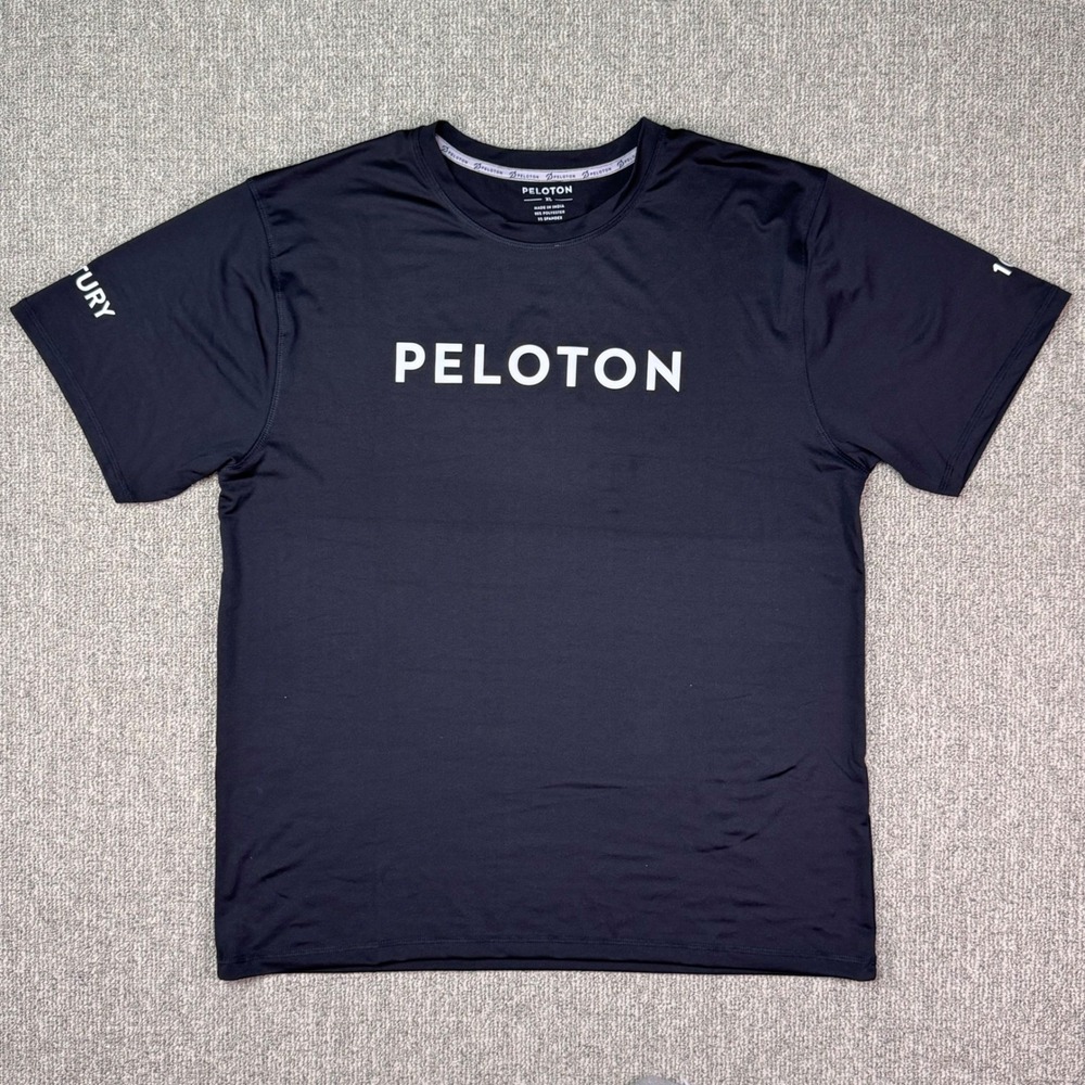 Peloton Men's‎ XL Performance T Shirt Black Logo Athletic Gym Workout Tee